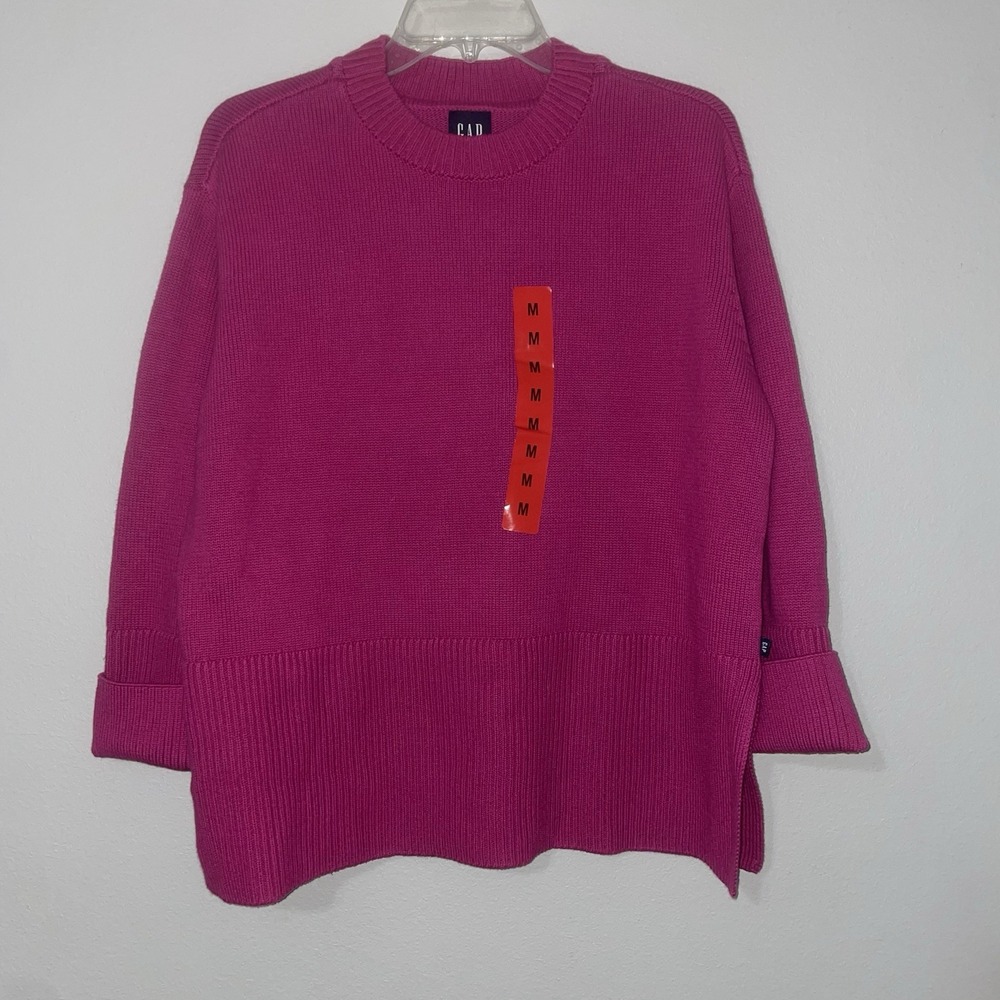 Gap Womens Sweater Medium Pink Ribbed Oversized Dopamine Dressing NEW